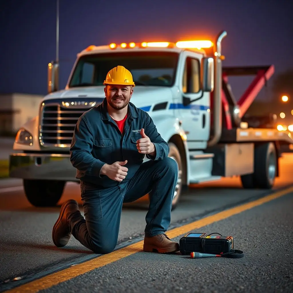 An operator preparing a tow truck for a roadside recovery near Sterlington, LA.